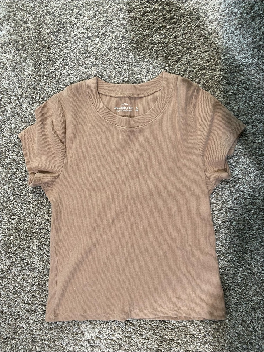 Abercrombie Crew Neck Short Sleeve Top - Tan